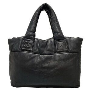Auth CHANEL Coco Cocoon PM - Black Lambskin Tote Bag